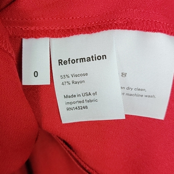 Reformation Zelda Dress Midi Length Red Size 0 New - Picture 7 of 12